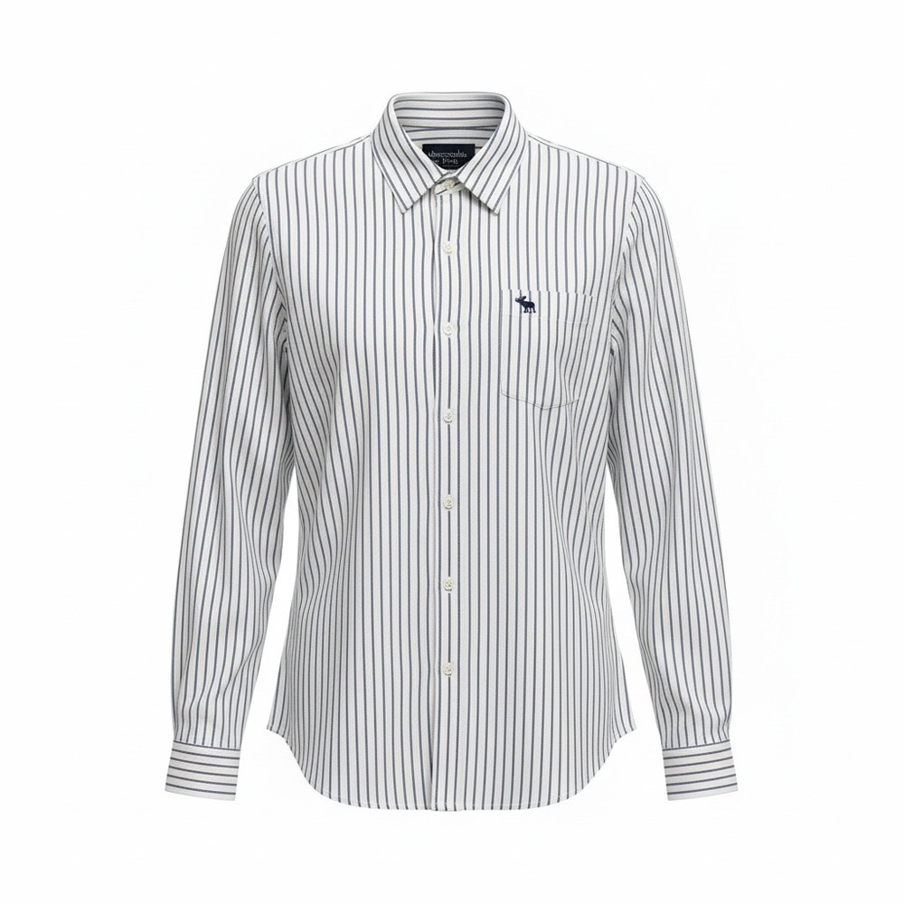 Abercrombie & Fitch Men's Black and White Striped Shirt